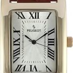 Peugeot Men’s Vintage Tank Shape 14K Gold Plated Wrist Watch with Roman Numeral Dial