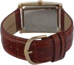 Peugeot Men’s Vintage Tank Shape 14K Gold Plated Wrist Watch with Roman Numeral Dial - Image 3