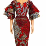 Women's Red Ankara Lace Dress