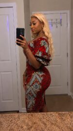 Women's Red Ankara Lace Dress - Image 4