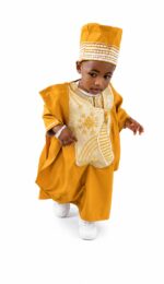 Gold African Baby Traditional Outfit - Image 4